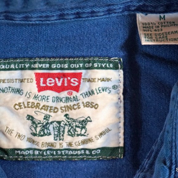 Vintage Levi's Polaris Snowmobiles Logo Denim L/S Sz Men's Medium - Picture 4 of 8